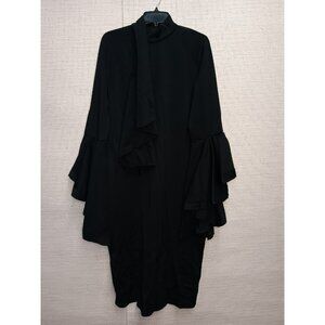 Black Dress with Flare Sleeves, fitted, Wedding Guests/Dinner/Date Size XL